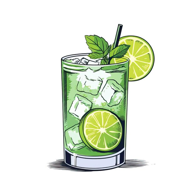 Minimal Vector Gin Fizz en un fondo blanco