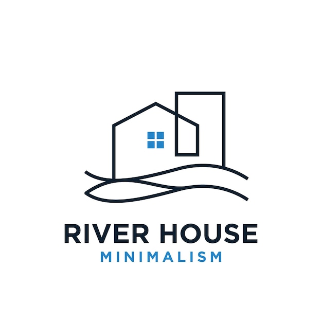 Minimalismo agua casa vector logo diseño