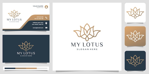 Minimalismo de la plantilla de logotipo de flor de loto con inspiración de diseño de estilo lineal creativo para la moda.