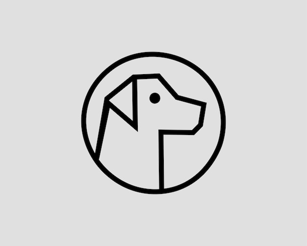 Minimalist dog head logo for pet branding