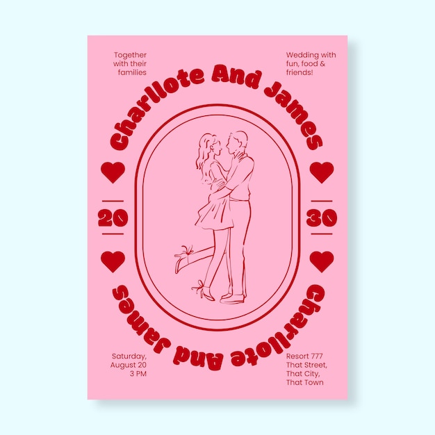 Minimalist Wedding Card with Whimsical Touch Clean and Artistic Design For Stylish Couples