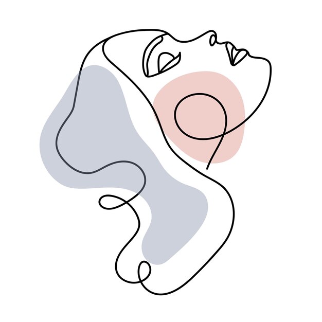 Minimalist Woman Line Art Logo Cosméticos orgánicos naturales Dibujo ilustración femenina en una línea