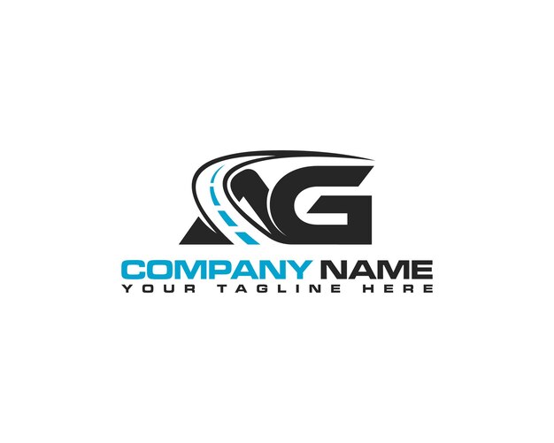 Minimalista AG Carta con logotipo de construcción de carreteras Diseño de logotipo de tipo texto de carretera