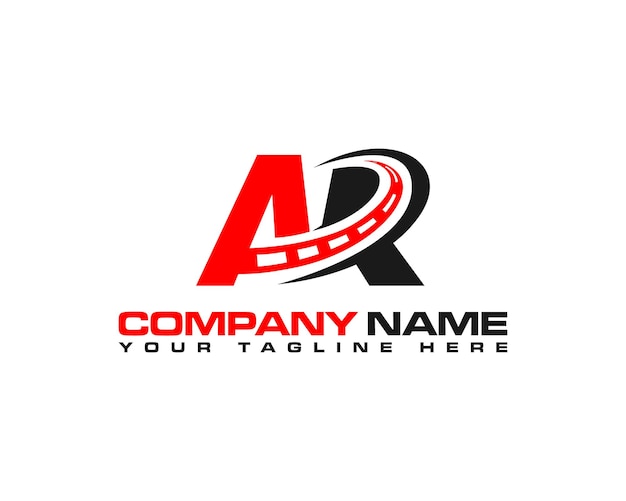 Minimalista AR Letra con logotipo de construcción de carreteras Diseño de logotipo de tipo texto de carretera de carretera