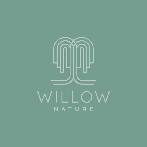minimalista árbol de sauce naturaleza línea de arte icono logotipo diseño de ilustración vectorial