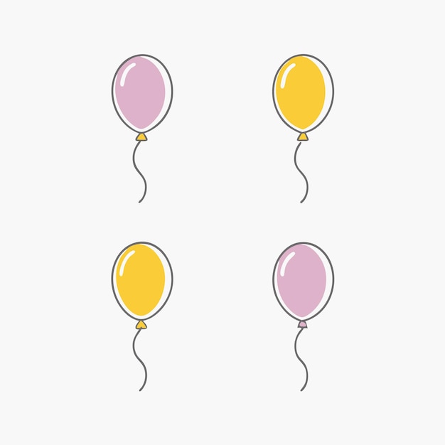 Minimalista Balones festivos coloridos sobre un fondo blanco
