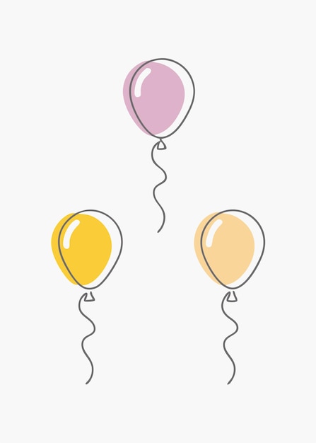 Minimalista Balones festivos coloridos sobre un fondo blanco