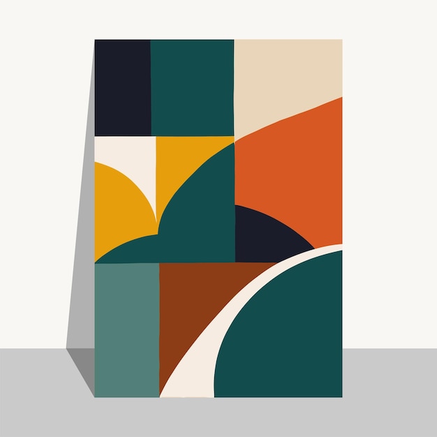 Minimalista Bauhaus cartel obra de arte vectorial plantilla de cartel geométrica de mediados de siglo impresión moderna