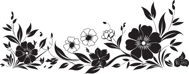 Vector minimalista dibujado a mano bloom diseño vectorial negro encantador remolino floral elemento icónico del logotipo