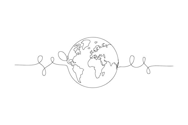 Minimalista dibujo de globo OneLine Mapa del mundo Ilustración vectorial Diseño de arte de línea continua