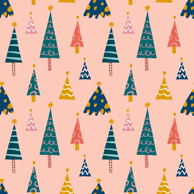 Minimalista escandinavo diferentes tipos de abetos dibujos animados infantiles boho ingenuo funky de patrones sin fisuras