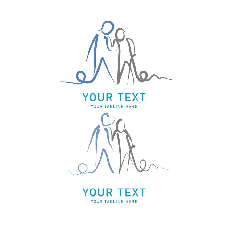 Minimalista Family Care Vector Logo Set Abstract Line Art de los padres y el niño para el apoyo del amor