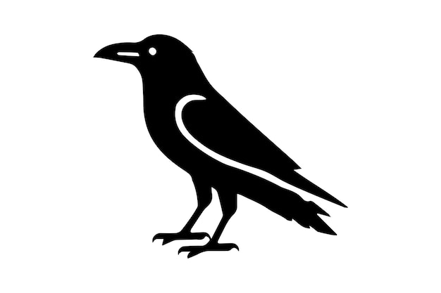minimalista feo cuervo de pájaro vector silueta color negro en fondo blanco
