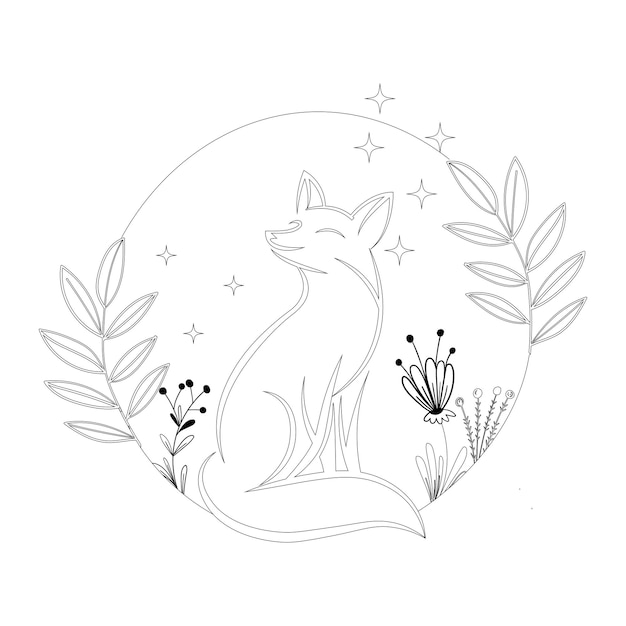 Minimalista Fox Line Arte Diseño de logotipo Creativo Bosque Animal Vector Logotipo Vintage Bosque Vida silvestre