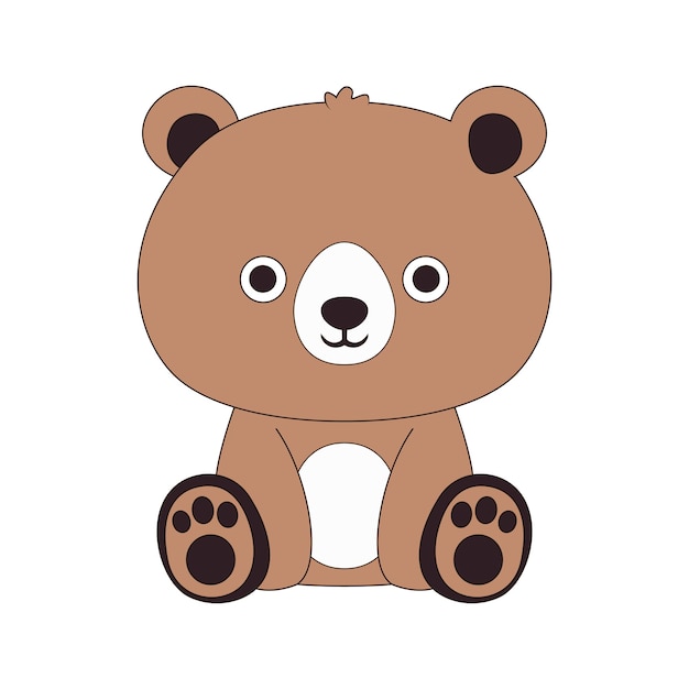 Minimalista Ilustración de oso vectorial plano en fondo blanco Diseño estilizado sencillo Cartoonish Colores en negrita limpios Vector animal estético Vector animal