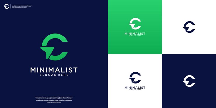 Vector minimalista letra c con monograma de logotipo de estilo círculo