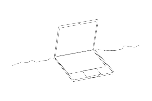 Minimalista de una línea de computadora portátil dibujando arte vectorial
