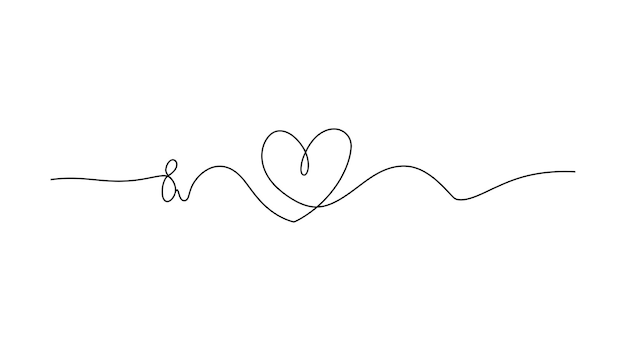 Minimalista línea continua corazón dibujo símbolo romántico vector para el amor y la conexión