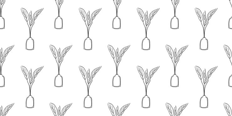 Minimalista línea dibujada a mano flor patrón sin costuras estilo infantil dibujos florales fondo formas de la naturaleza papel tapiz