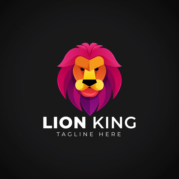 Minimalista moderno degradado colorido Lion Premium Vector logo ilustración
