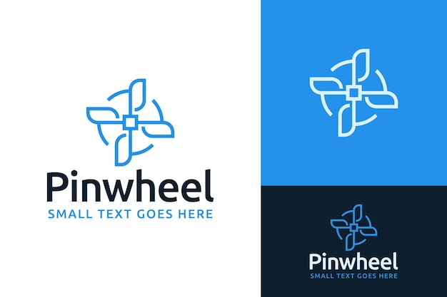 Minimalista Molino eólico de ruedas Turbina eléctrica de energía sostenible Diseño de logotipo plantilla de marca