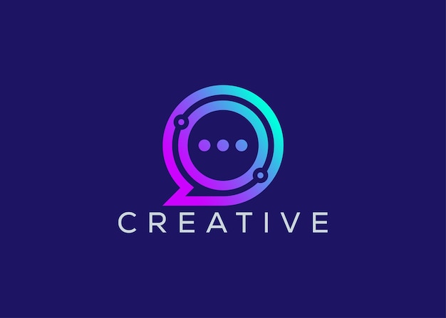 Minimalista Tecnología diseño de logotipo de chat moderno plantilla vectorial Logotipo de chat creativo moderno