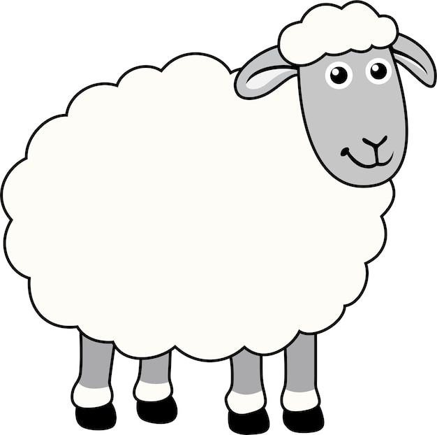 Minimalista Vector Plano Ilustración de ovejas en fondo blanco Diseño estilizado sencillo Colores audaces lindos Vector animal estético Vector animal