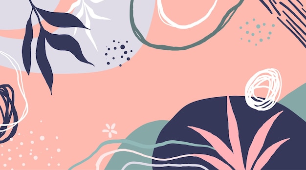 Mínimo dibujado a mano con fondo de elemento floral