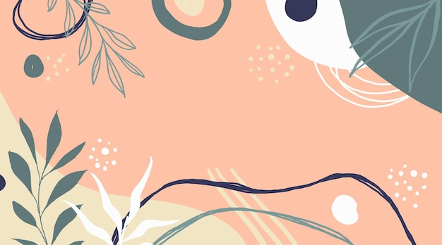 Mínimo dibujado a mano con fondo de elemento floral