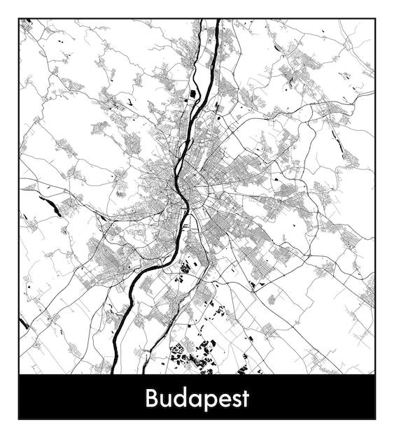 Mínimo mapa de la ciudad de budapest (hungría, europa)