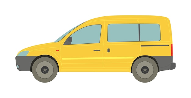 Minivan de pasajeros amarillo sobre un fondo blanco Ilustración vectorial