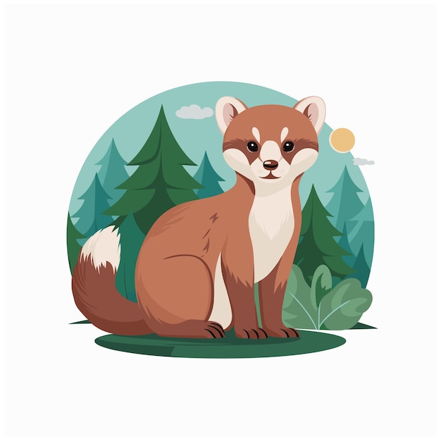 Mink en un estilo plano de fondo blanco vectorial aislado