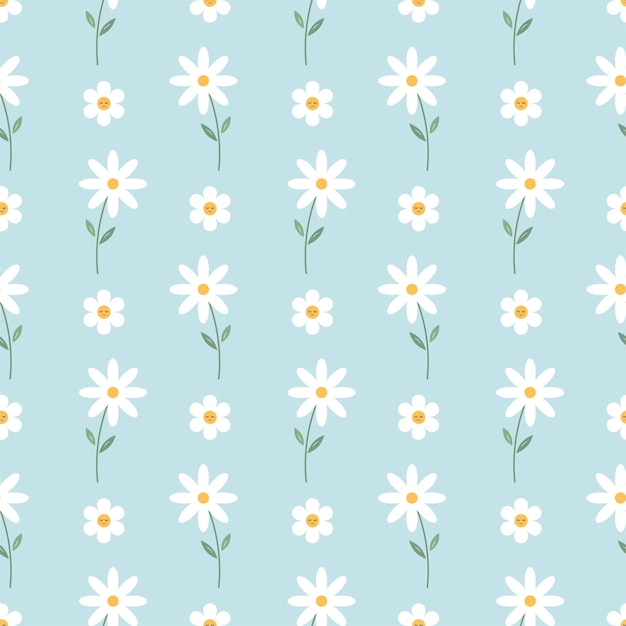 Minty Vector sin costura margarita patrón de moda Jardín flor plana botánico moda manzanilla lindo
