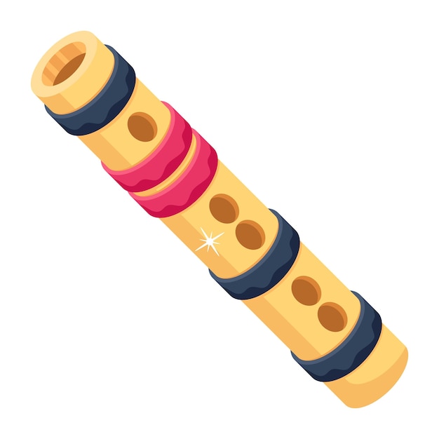 Mira este ícono moderno de flauta de bambú en estilo 2d