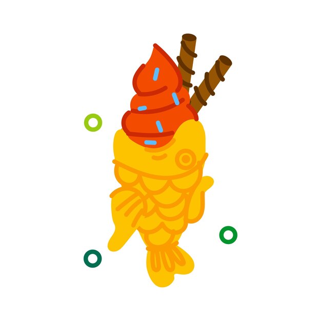 Vector mira esta pegatina plana del cono de taiyaki