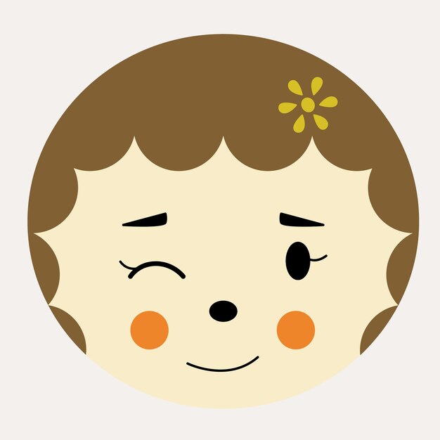 Mirada femenina personaje abstracto diseño de mascota cara graciosa lindo iconx9