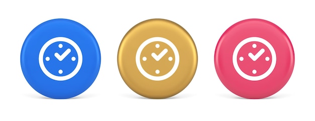 Mirar el botón de control de tiempo reloj despertador verificación de fecha límite diseño de aplicación web icono realista 3d
