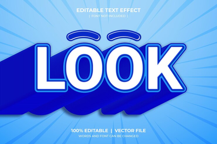 Vector mirar efecto de texto editable vector efecto de texto editable