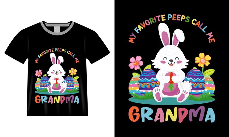Mis amigos favoritos me llaman abuela. Diseño de camiseta para el día de Pascua.