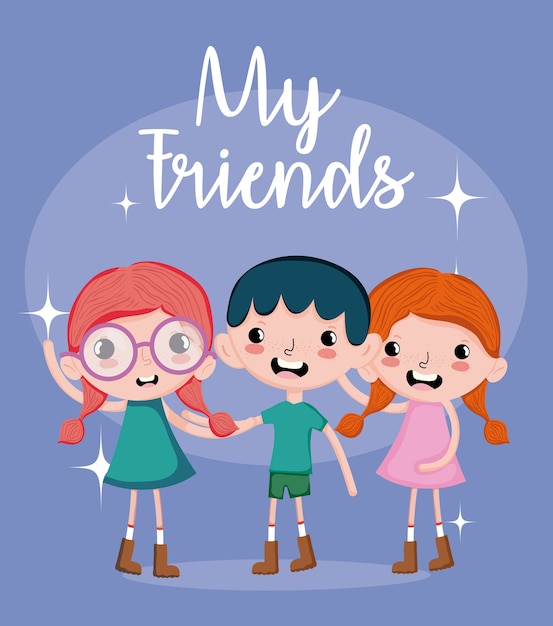 Mis amigos lindos dibujos animados vector ilustración diseño gráfico