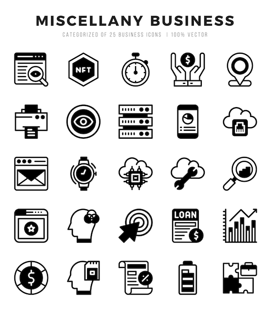 Miscellany Business Icon Bundle 25 íconos para sitios web y aplicaciones