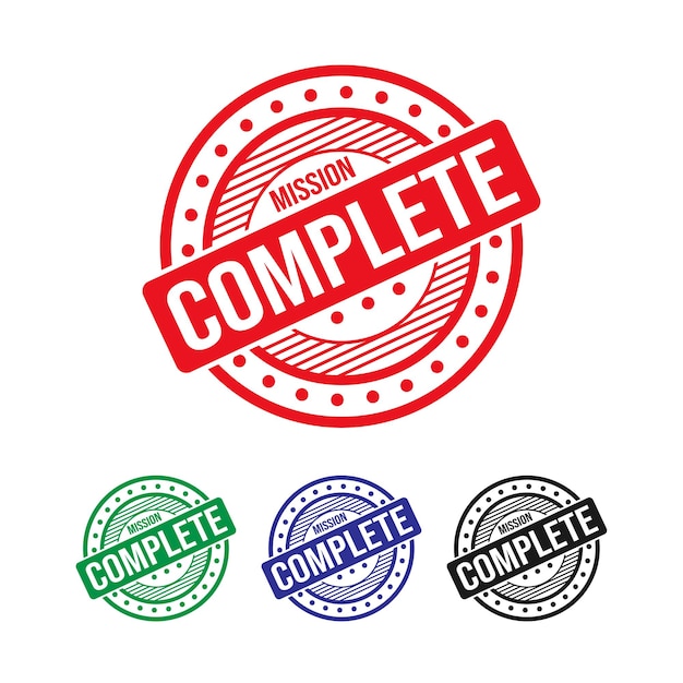 Misión completada Timbre de goma Ilustración vectorial de diseño