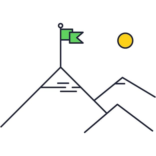 Misión empresarial icono línea vector pico de la montaña