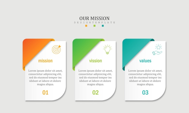Misiónvalores plantilla de diseño gráfico 10 en fondo blanco