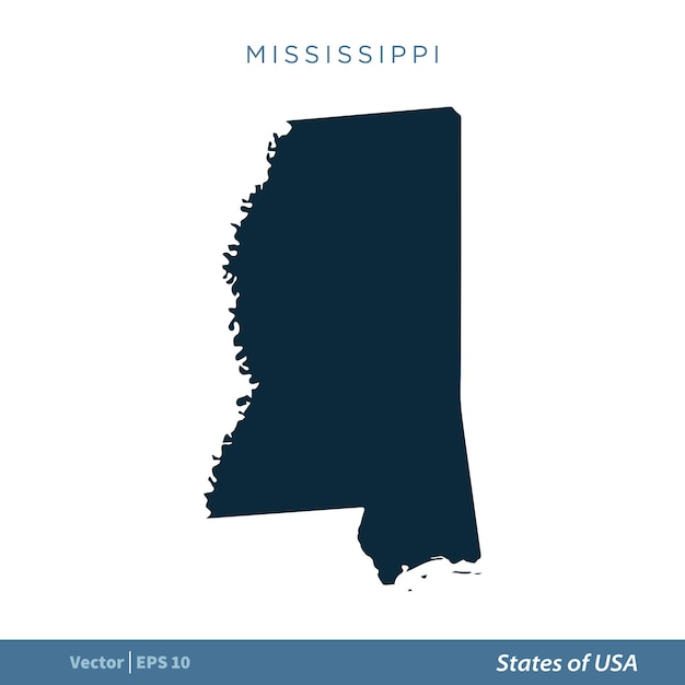 Mississippi Estados de EE. UU. Mapa Icono Vector Plantilla Ilustración Diseño Vector EPS 10