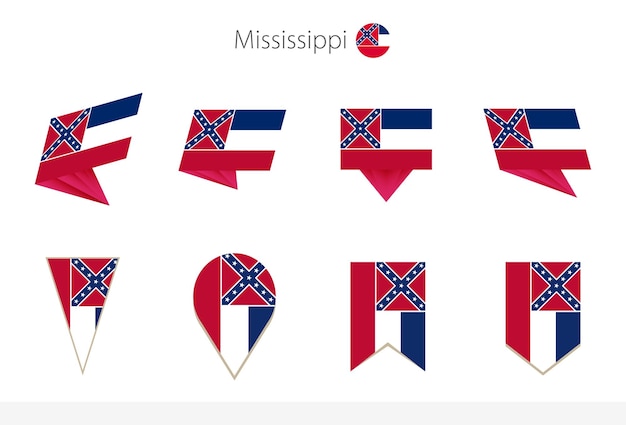 Mississippi us state flag colección ocho versiones de banderas vectoriales de mississippi