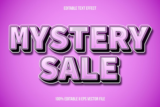Misterio de venta Efecto de texto editable Estilo de gradiente de relieve 3D