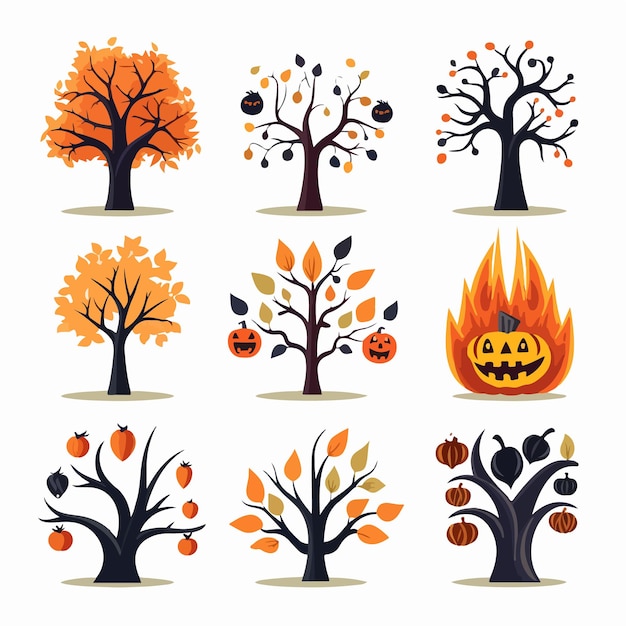 Vector misterioso encanto otoñal árbol de halloween generación ai