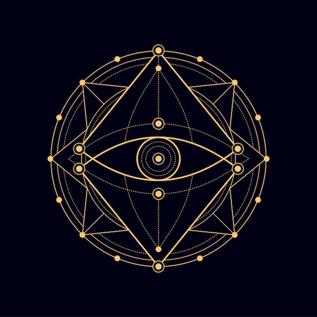 Mística tribal forma geométrica decoración bohemia mito y mediación magia alquimia esotérica símbolo vector forma misteriosa figura mística azteca