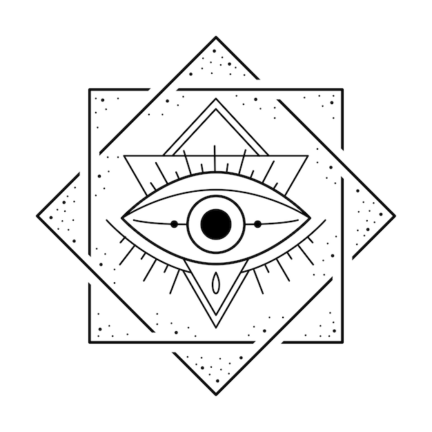 Místico mal de ojo imprime arte lineal signo esotérico Símbolo oculto
